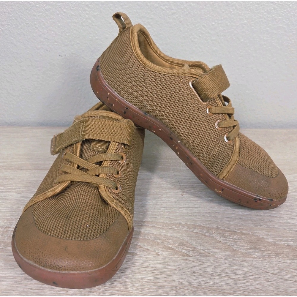 kids wide toe box barefoot-style brown knit sneakers size 33 minimalist shoes